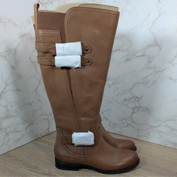 Women's Tan Leather Knee-High Boots - Picture 7 of 10